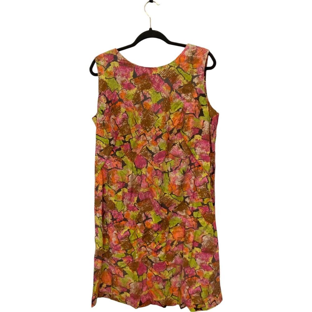 Sleeveless Dress Multicolor Geometric Abstract‎ Print Womens Boat Neck Back Zip